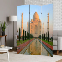 Brar 71 Inch 3 Panel Screen, Taj Mahal Reflecting Pool Print, Multicolor - BM287518