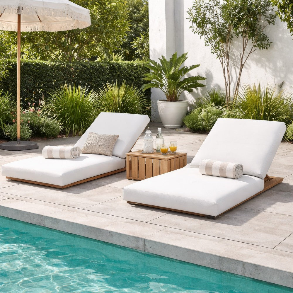 Edie 76 Inch Outdoor Lounger Cushion, White - BM287747