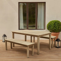 Felix 3 Piece Modern Dining Set, Natural Brown Acacia Wood Frame, 6 Seater - BM287785