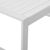 Lark 35 Inch Outdoor Coffee Table, White Aluminum Frame, Polyresin Top - BM287801