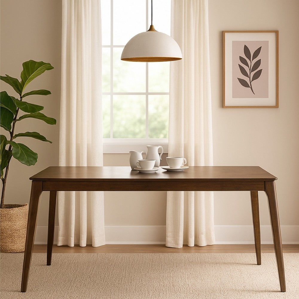 Nick 66 Inch Modern Dining Table, Rubberwood, Angled Legs, Walnut Brown - BM288004