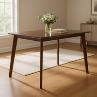 Bev 47 Inch Modern Dining Table, Sleek Rubberwood Frame, Dark Walnut Brown - BM288006
