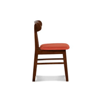 Bev 20 Inch Set of 2 Dining Chairs, Orange Cushions, Dark Brown Rubberwood - BM288010