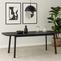 Dene 79-98 Inch Modern Extendable Rectangle Dining Table, Black Brushed Oak - BM293104