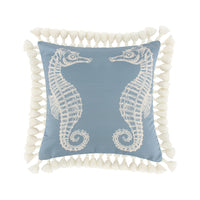 Set of 2 Decorative Throw Pillows, Seahorse and Starfish Polyester, Tassels - BM293141