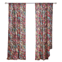 Burges 84 Inch Window Panel Curtain, Red and Pink Reed Print, Rod Pockets - BM293190