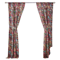 Burges 84 Inch Window Panel Curtain, Red and Pink Reed Print, Rod Pockets - BM293190