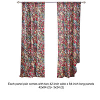 Burges 84 Inch Window Panel Curtain, Red and Pink Reed Print, Rod Pockets - BM293190