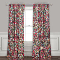 Burges 84 Inch Window Panel Curtain, Red and Pink Reed Print, Rod Pockets - BM293190