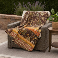 Athens 60 Inch Throw Blanket, Chocolate Brown Polyester, Jacobean Print - BM293199