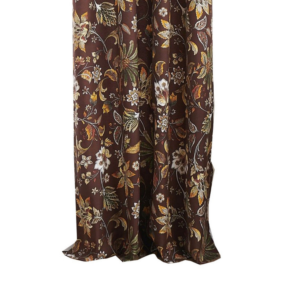 Athens 84 Inch Window Panel Curtain, Brown Microfiber Polyester, Jacobean - BM293201