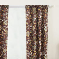 Athens 84 Inch Window Panel Curtain, Brown Microfiber Polyester, Jacobean - BM293201
