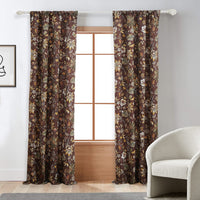 Athens 84 Inch Window Panel Curtain, Brown Microfiber Polyester, Jacobean - BM293201