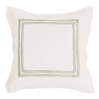 Lenz 26 Inch Cotton Euro Pillow Sham with Hand Stitched Embroidery, Ivory By Casagear Home