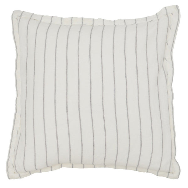 Tara 26 Inch Linen Square Euro Pillow Sham with Woven Stripe Design, Ivory By Casagear Home