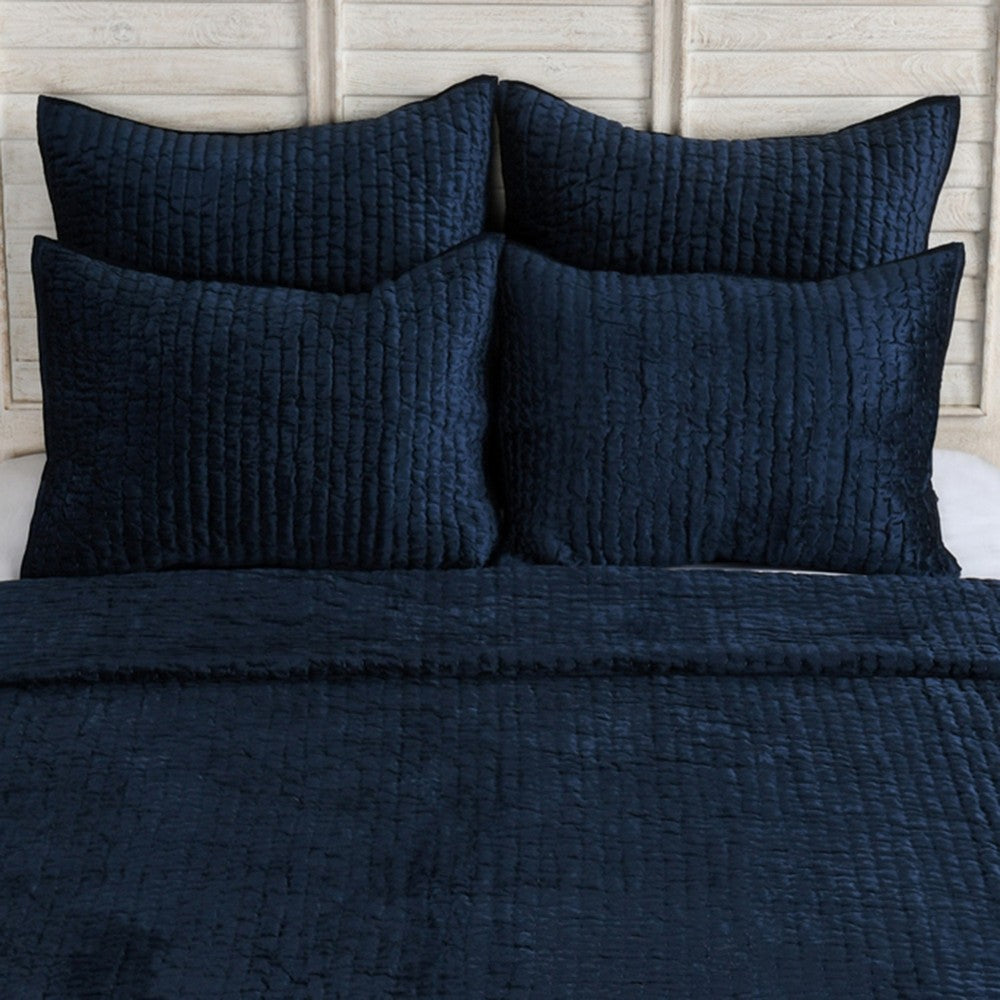 Lipa 26 Inch Square Hand Stitched Euro Pillow Sham, Rayon Velvet Ocean Blue By Casagear Home