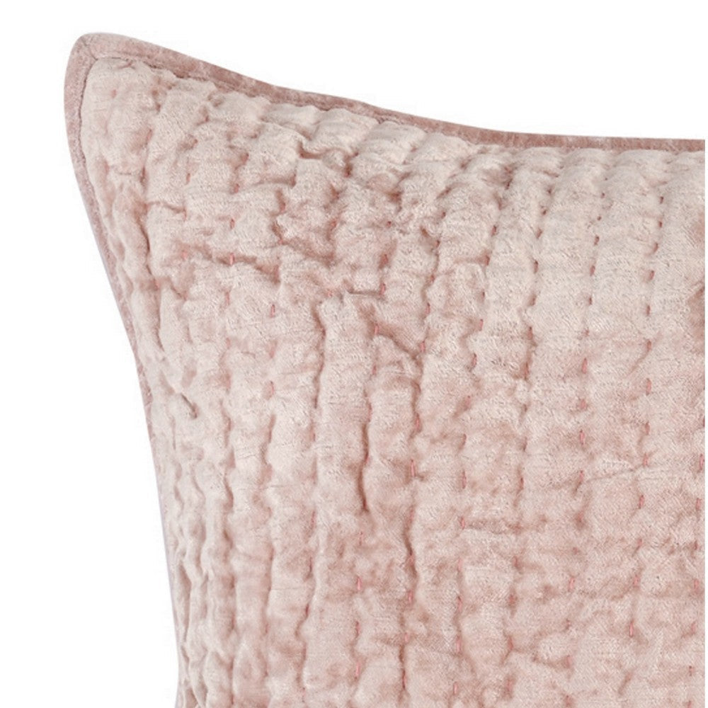 Lipa 26 Inch Square Handmade Euro Pillow Sham with Rayon Velvet, Bliss Pink By Casagear Home