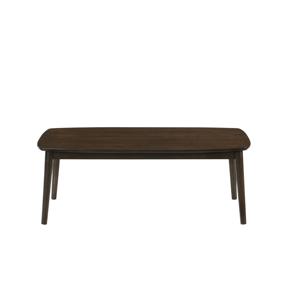 Lexi 47 Inch Coffee Table, Dark Walnut Brown Wood, Rounded Splayed Legs - BM293325