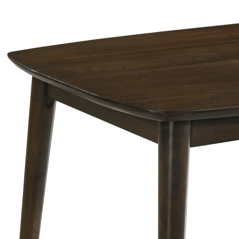 Lexi 47 Inch Coffee Table, Dark Walnut Brown Wood, Rounded Splayed Legs - BM293325