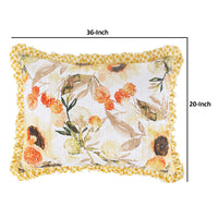 Kelsa Set of 2 Standard and King Floral Pillow Sham Set, Polyester, Gold - BM293429