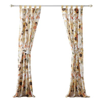 Kelsa Set of 2 Panel Curtains with Watercolor Sunflowers, Ruffled, Gold - BM293430