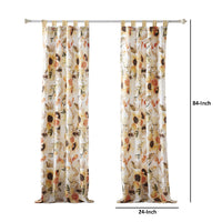 Kelsa Set of 2 Panel Curtains with Watercolor Sunflowers, Ruffled, Gold - BM293430