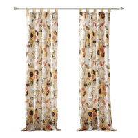 Kelsa Set of 2 Panel Curtains with Watercolor Sunflowers, Ruffled, Gold - BM293430