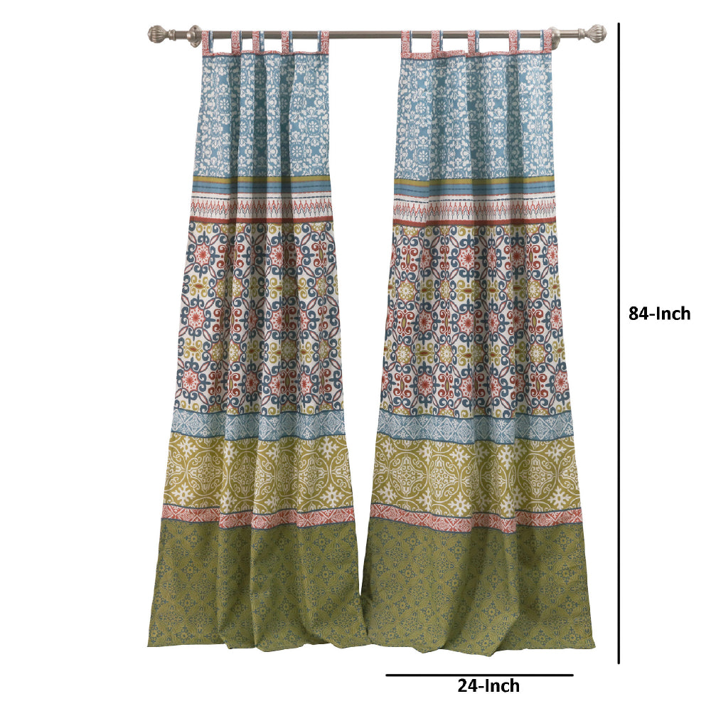 Kaw Set of 2 Panel Curtains, Multicolor Geometric Patterns, Polyester - BM293433