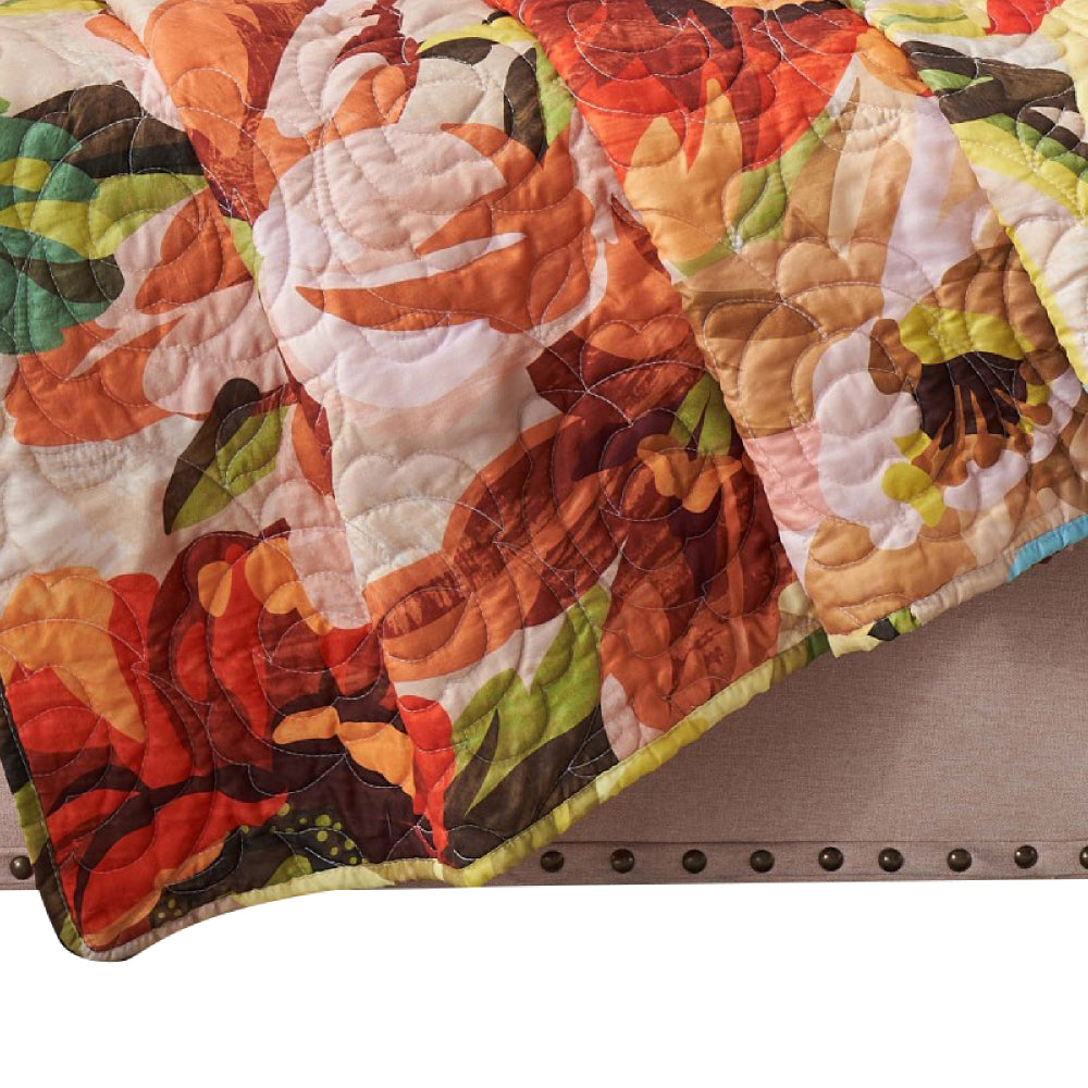 Dahl 50 x 60 Quilted Floral Throw Blanket with Polyester Fill, Multicolor - BM293435