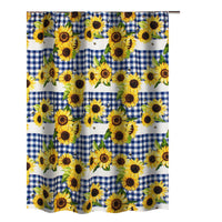 Oslo 72 Inch Shower Curtain, Yellow Sunflower Plaid Print, Button Holes - BM293442