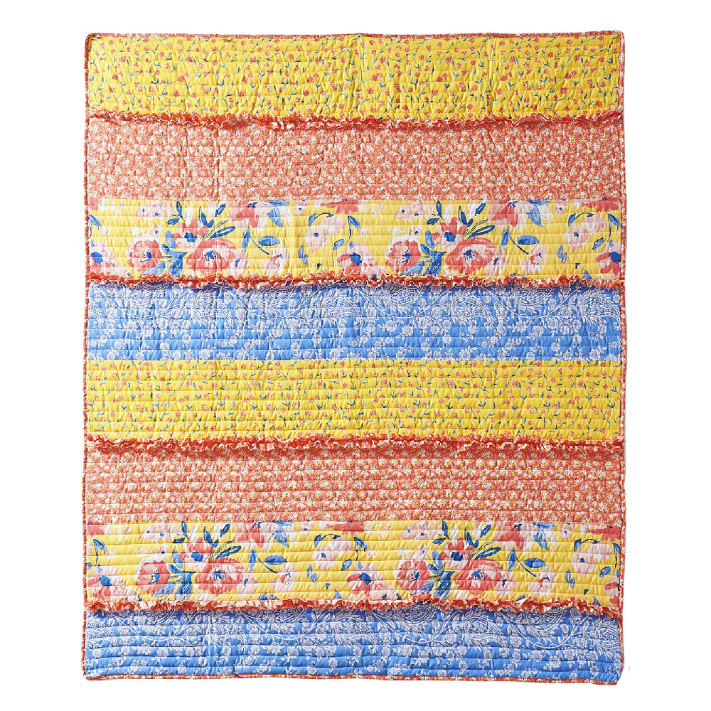 Lio 60 x 50 Quilted Ruffled Throw Blanket, Polyester Fill, Multicolor - BM293444