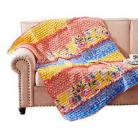 Lio 60 x 50 Quilted Ruffled Throw Blanket, Polyester Fill, Multicolor - BM293444