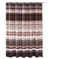 Roca 72 Inch Shower Curtain, Coffee Brown Striped Printing, Button Holes - BM293447