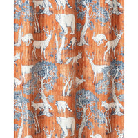 Gin 72 Inch Shower Curtain, Fun Deer and Bears Print, Orange Microfiber - BM293452