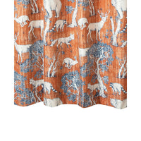 Gin 72 Inch Shower Curtain, Fun Deer and Bears Print, Orange Microfiber - BM293452