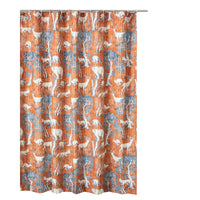 Gin 72 Inch Shower Curtain, Fun Deer and Bears Print, Orange Microfiber - BM293452