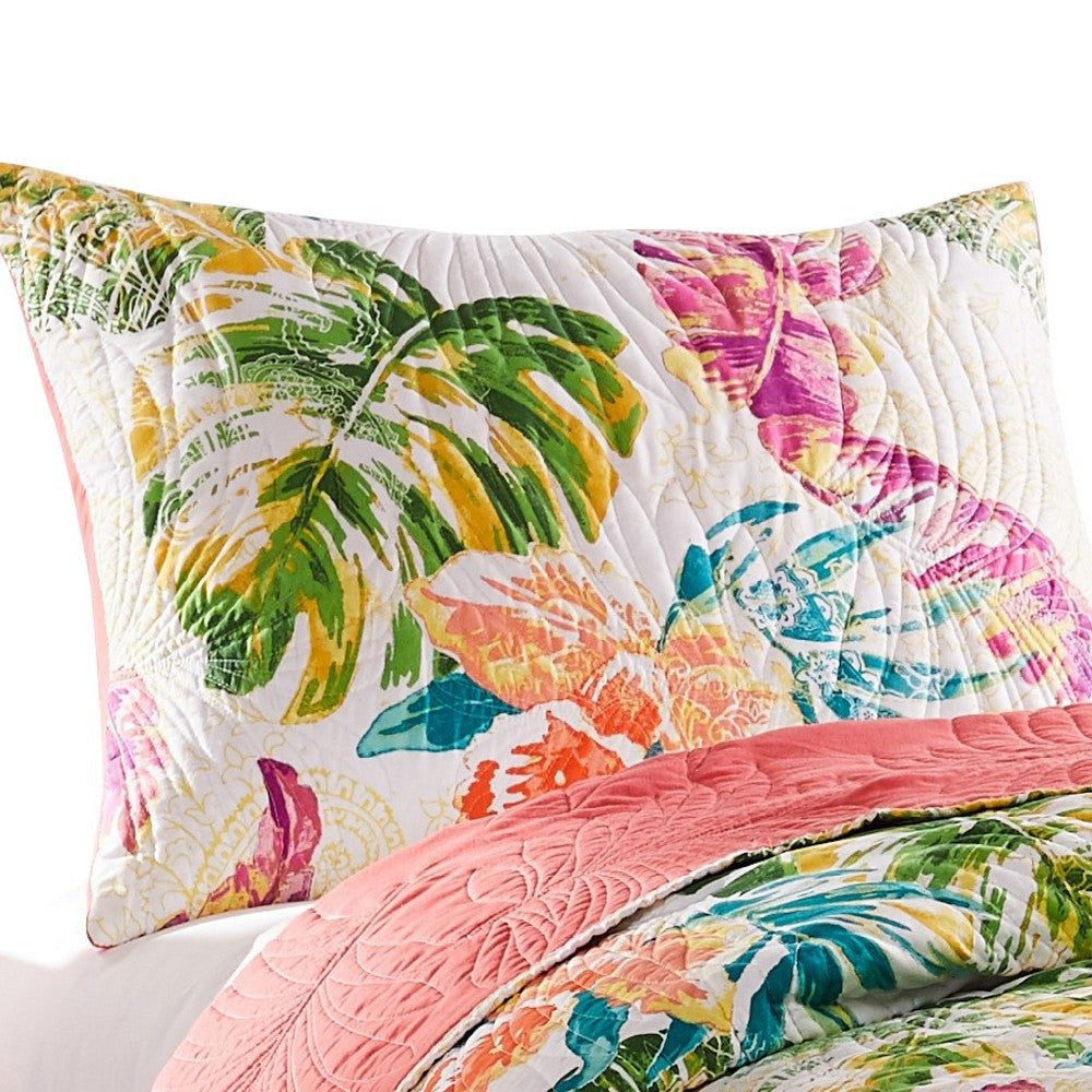 Porto 20 x 36 King Size Pillow Sham, Tropical Palm Leaves, Green and Blue By Casagear Home