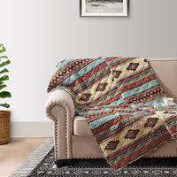 Tagus 60 Inch Throw Blanket, Natural Southwest Patterns, Machine Quilted - BM293468