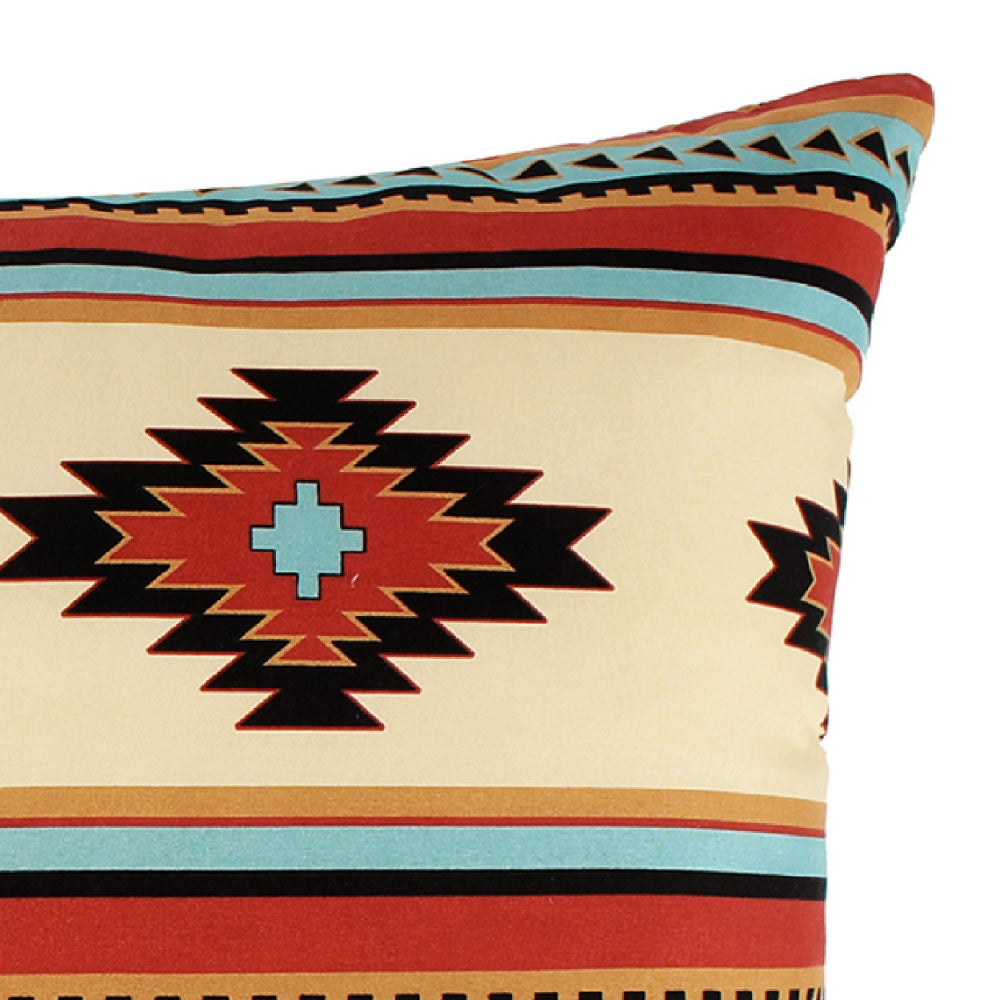 Tagus 36 Inch King Pillow Sham, Natural Southwest Patterns, Side Zippers - BM293470