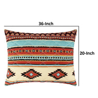 Tagus 36 Inch King Pillow Sham, Natural Southwest Patterns, Side Zippers - BM293470