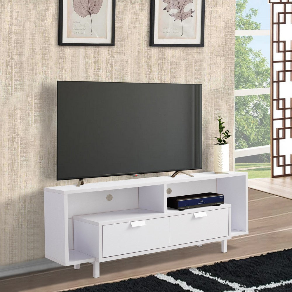 Jett 60 Inch TV Media Entertainment Console, 2 Drawers, 2 Shelves, White - BM293559