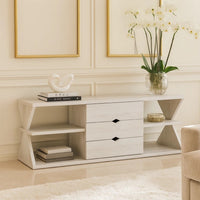 60 Inch TV Media Entertainment Console with 4 Shelves, 3 Drawers, Oak White - BM293567