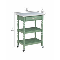 Irvin 33 Inch Kitchen Cart with Drawer and Shelves, Locking Wheels, Green - BM293806