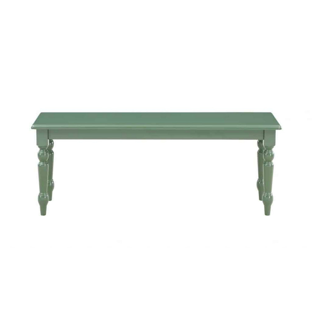 Irvin 48 Inch Modern Wood Dining Bench with Turned Legs, Equestrian Green - BM293810