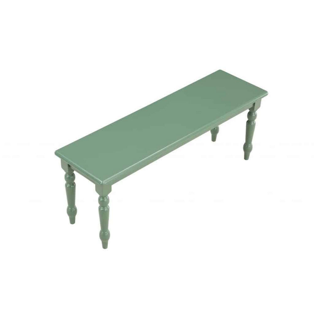 Irvin 48 Inch Modern Wood Dining Bench with Turned Legs, Equestrian Green - BM293810