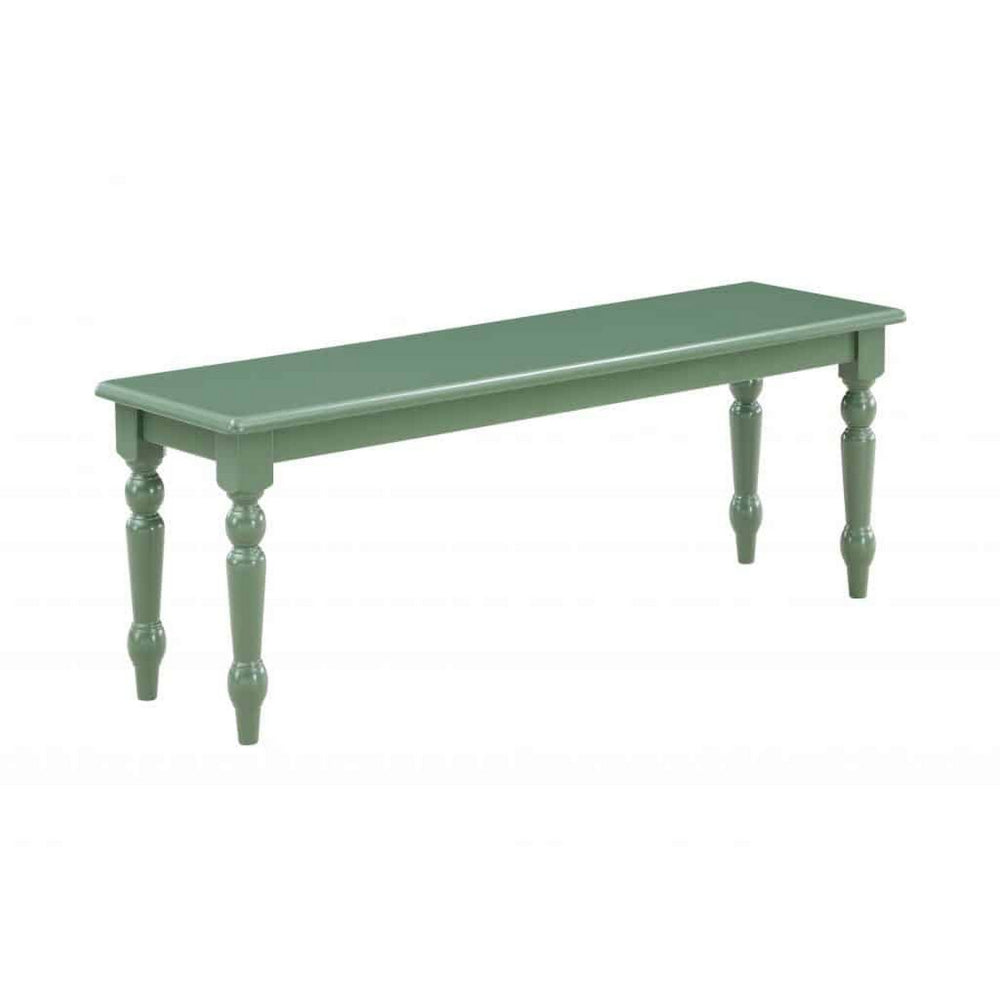 Irvin 48 Inch Modern Wood Dining Bench with Turned Legs, Equestrian Green - BM293810