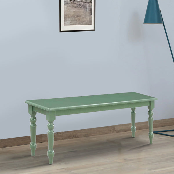Irvin 48 Inch Modern Wood Dining Bench with Turned Legs, Equestrian Green - BM293810