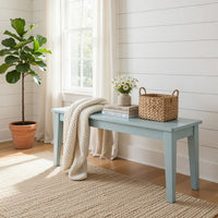 Bray 44 Inch Modern Rectangular Dining Bench, Tapered Legs, Teal Blue - BM293816