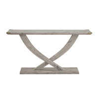 Kit 57 Inch Acacia Wood Console Table, Cross Legs, Gray - BM293819