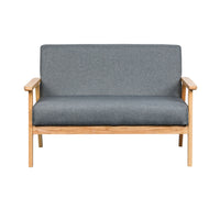 Gala 45 Inch Modern Loveseat Bench, Gray Fabric, Natural Brown Wood Frame - BM293957